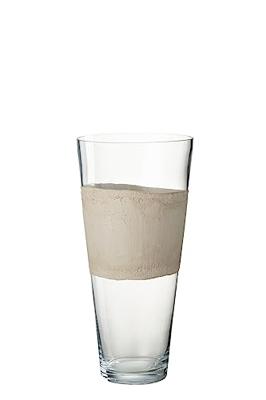J-Line vaas Delph - glas - transparant|beige - medium