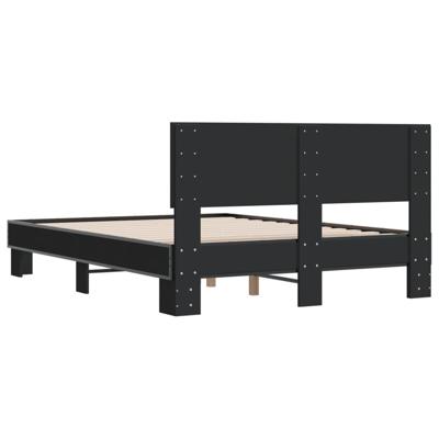 Bedframe bewerkt hout metaal zwart 135x190 cm