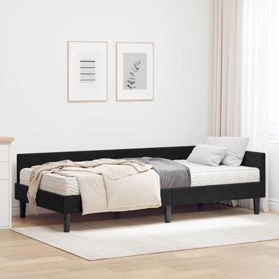 Hoekbedframe met Matras Anders 2 pcs Zwart Fluweel