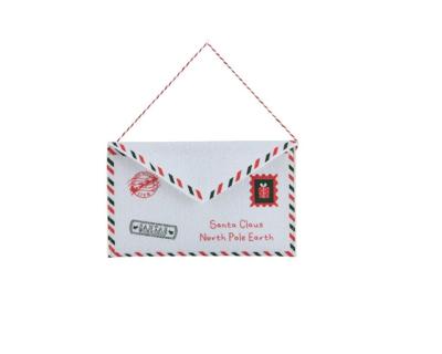 Kersthanger envelop polyester 20 cm wit