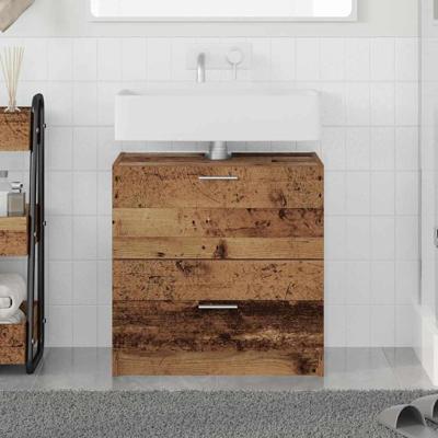 Badkamerkast met lade Oud Hout 59 x 37 x 59 cm Bewerkt hout