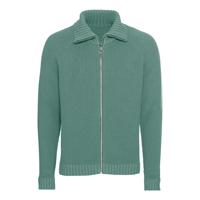 Gebreid schippersvest van bio-katoen met opstaande kraag, zeegras M - thumbnail