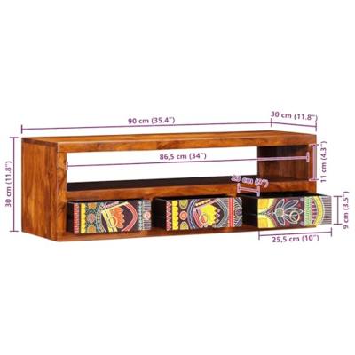 Tv-wandmeubel 90x30x30 massief acaciahout meerkleurig Tv-wandmeubel 90x30x30 massief acaciahout meerkleurig