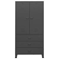 Kledingkast industrieel 90x50x180 cm metaal antracietkleurig - thumbnail