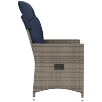 Tuinstoel verstelbaar met kussens poly rattan grijs - thumbnail