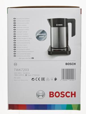 Bosch Haushalt TWK7203 Waterkoker Aantal/Volume: 1.7 l RVS, Zwart Bosch Haushalt TWK7203 Waterkoker Aantal/Volume: 1.7 l RVS, Zwart
