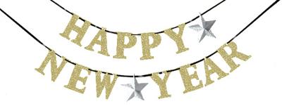 Happy New Year letterslinger Goud (360cm)