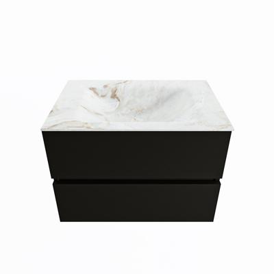 MONDIAZ VICA-DLUX 70cm badmeubel onderkast Urban 2 lades. Inbouw wastafel CLOUD midden zonder kraangat, kleur Frappe. MONDIAZ VICA-DLUX 70cm badmeubel onderkast Urban 2 lades. Inbouw wastafel CLOUD midden zonder kraangat, kleur Frappe.