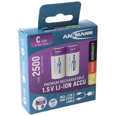 Ansmann LR20 USB-C Oplaadbare D batterij (mono) Li-ion 6000 mAh 1.5 V 2 stuk(s) Ansmann LR20 USB-C Oplaadbare D batterij (mono) Li-ion 6000 mAh 1.5 V 2 stuk(s)