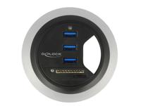 DeLOCK In-Desk Hub 3 Port USB 3.0 + 2 Slot SD Card Reader kaartlezer - thumbnail