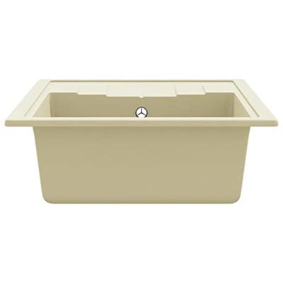 VidaXL Gootsteen met overloopgat ovaal graniet beige