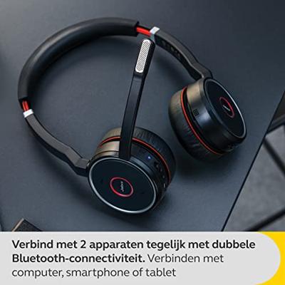 Jabra 7599-848-199 Evolve 75 SE draadloze stereo Bluetooth headset - met noise cancelling microphone, ANC en oplaadhouder voor Google Meet en Zoom, werkt met alle andere platformen - zwart