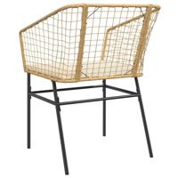 Tuinstoelen 2 st met kussens poly rattan bruin - thumbnail