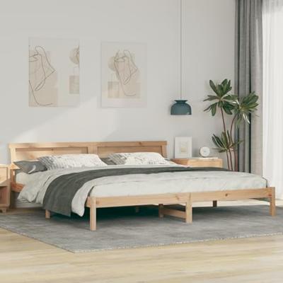 Bedframe met hoofdeinde Bruin 180 x 200 cm Massief grenenhout