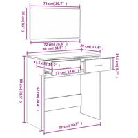 Kaptafel met spiegel 80x39x80 cm wit - thumbnail
