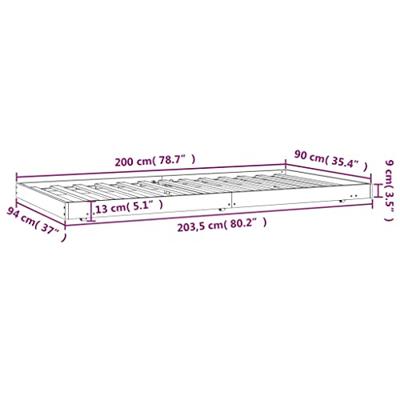 Bedframe zonder matras massief grenenhout 90x200 cm