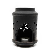 Terracotta Aromabrander Recht Zwart (14 cm) - thumbnail