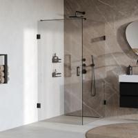 Brauer Void - Douchecabine met Draaideur - Helder Glas - 90x120x200 cm - incl. Glascoating - Mat Zwart - thumbnail