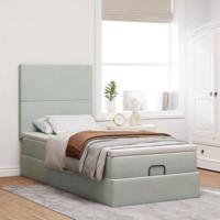 Ottoman bed met matrassen en LED's 80x200cm fluweel lichtgrijs - thumbnail
