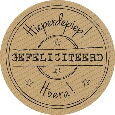 Stickers kraft &apos;&apos;Gefeliciteerd&apos;&apos;