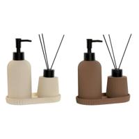 Badset Home ESPRIT Crème Terra cotta ABS Dolomite 17 x 9 x 2 cm 3 Onderdelen (2 Stuks) - thumbnail