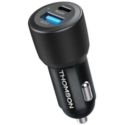 Autolader - THOMSON - 60 W - Volledig nieuwe generatie GAN-technologie - USB-C - PD 30 W + USB-A QC 3.0 - 30 W Autolader - THOMSON - 60 W - Volledig nieuwe generatie GAN-technologie - USB-C - PD 30 W + USB-A QC 3.0 - 30 W