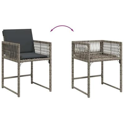 Tuinstoelen 4 st met kussens poly rattan grijs - thumbnail