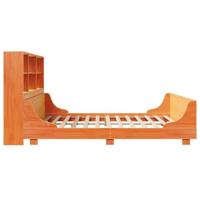 Bed met boekenkast zonder matras hout wasbruin 200x200 cm - thumbnail
