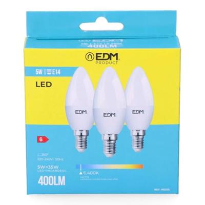 Set van 3 ledlampen EDM 98205 G 35 W 5 W 50 W E14 400 lm Ø 3,6 x 10 cm (6400 K) Set van 3 ledlampen EDM 98205 G 35 W 5 W 50 W E14 400 lm Ø 3,6 x 10 cm (6400 K)