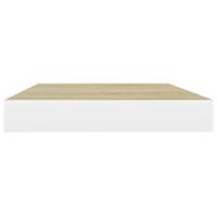 Wandschappen zwevend 2 st 50x23x3,8 cm MDF eikenkleurig en wit - thumbnail