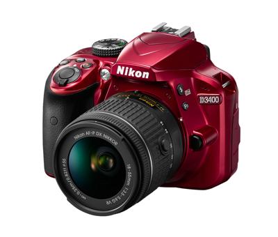 Nikon D3400 behuizing incl. AF-P DX NIKKOR 18-55 mm VR rood