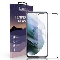 Lunso - Gehard Beschermglas - Full Cover Tempered Glass - Samsung Galaxy S22 Plus - Black Edge - thumbnail