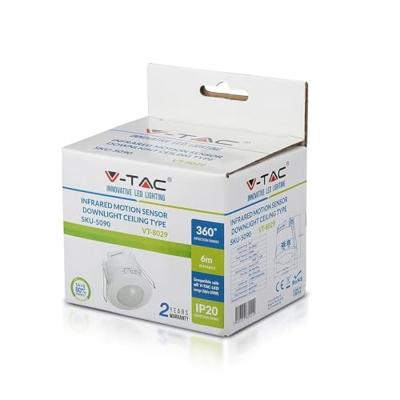 V-TAC 5090 Bewegingsmelder (plafond) Inbouw (in muur) 360 ° Wit IP20