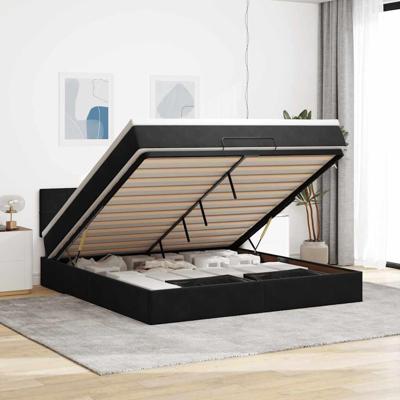 Ottoman bed met matras 160x200cm fluweel zwart