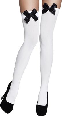 Pantykousen wit met zwarte strik