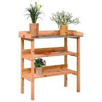 VidaXL Plantentafel met schappen 78x38x82,5 cm vurenhout bruin - thumbnail