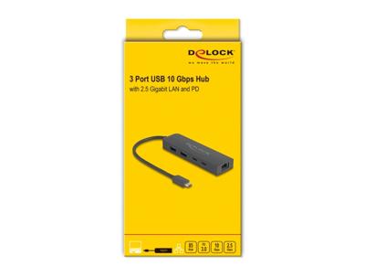 DeLOCK 64110 hub & hub USB 3.2 Gen 2 (3.1 Gen 2) Type-C 10.000 Mbit/s zwart