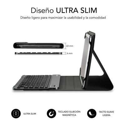 SUBBLIM FUNDA Con Teclado KeyTAB Pro Bluetooth Black Para Tablet DE 10,1 inch/25,65 cm batterij 420 mAh - compatibel met Windows/Android/iOS