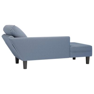 Chaise longue met kussen corduroy stof blauw