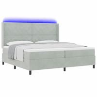 LED Boxspring Bed met Matras Lichtgrijs 200 x 200 cm Fluweel - thumbnail