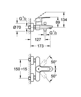 Grohe Touch Cosmopolitan Eengreeps Badmengkraan Chroom - thumbnail