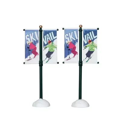 Lemax street pole banner s/2 kerstdorp accessoire Vail Village 2012