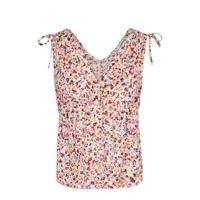 Morgan top met all over print en plooien ecru - thumbnail