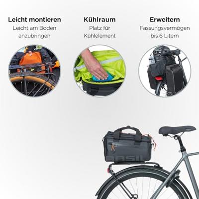 Basil miles tarpaulin bagagedragertas mik - sportieve zwarte fietsrugtas, waterdicht, 7l inhoud