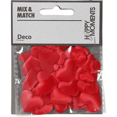 Creativ Company Satijnen harten, afm 10+20 mm, dikte 1-2 mm, rood, 70 stuk/ 1 doos