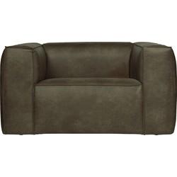 WOOOD Fauteuil 'Bean' Recycle Leer, kleur Army