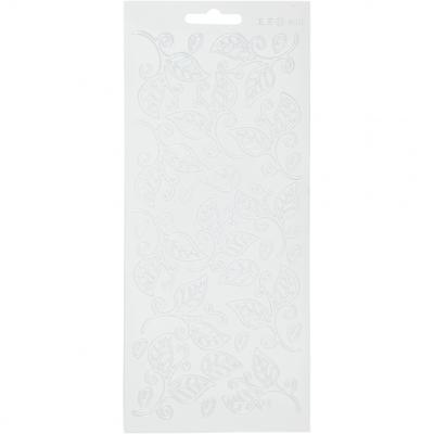 Creativ Company Stickers, bladeren, vel 10x23 cm, wit, 1 vel
