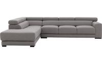Goossens Bank Nora grijs, stof, 3-zits, stijlvol landelijk met ligelement links - thumbnail