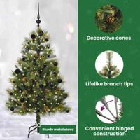 VidaXL Kunstmatige scharnier kerstboom met cones groen 150 cm - thumbnail