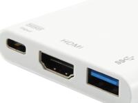 Equip 133461 usb type c to hdmi female/usb a female/pd adapter, 4k, pastic, 15cm, white - thumbnail